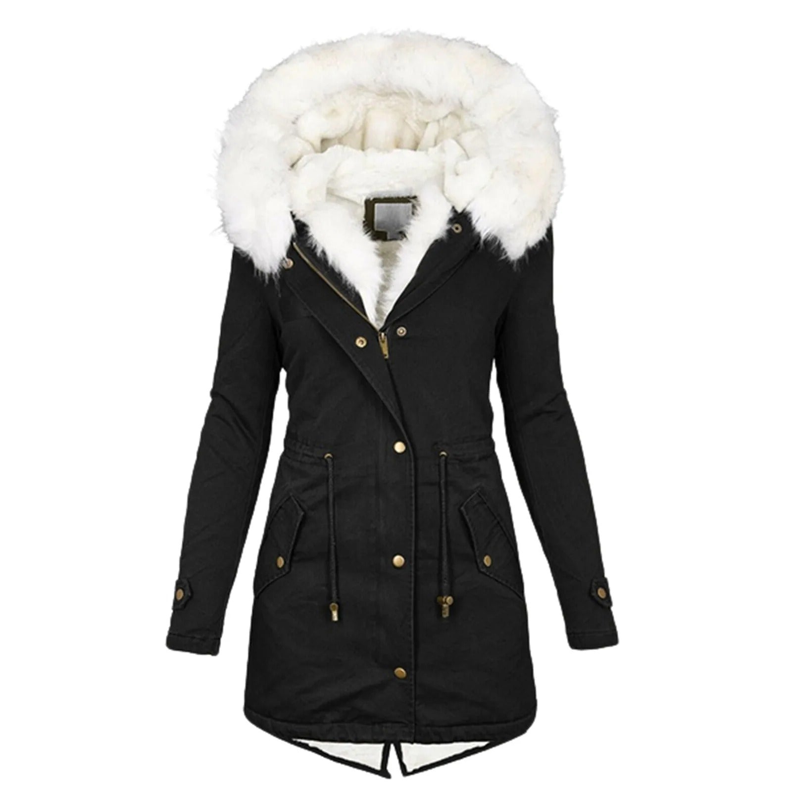 Women’s Winter Jacket | Mid-Length Cotton Filling | Warm Hooded Parka | Cold Weather Protection