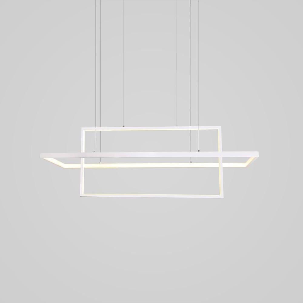 2 Modern Black Rectangular LED Pendant Lights