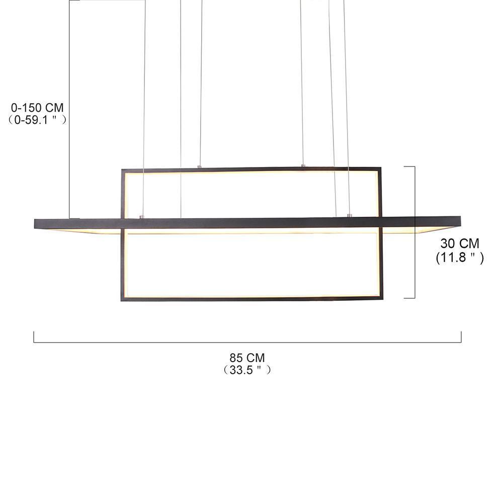 2 Modern Black Rectangular LED Pendant Lights