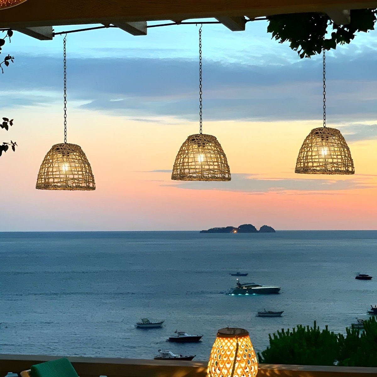 Eco-Friendly Bell Pendant Lantern for Outdoor Spaces