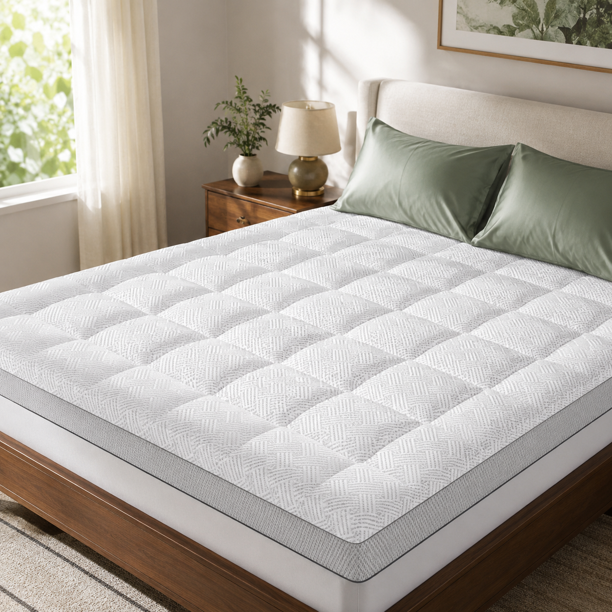 3-Inch Bamboo Mattress Topper with Pillow Top – Breathable Comfort