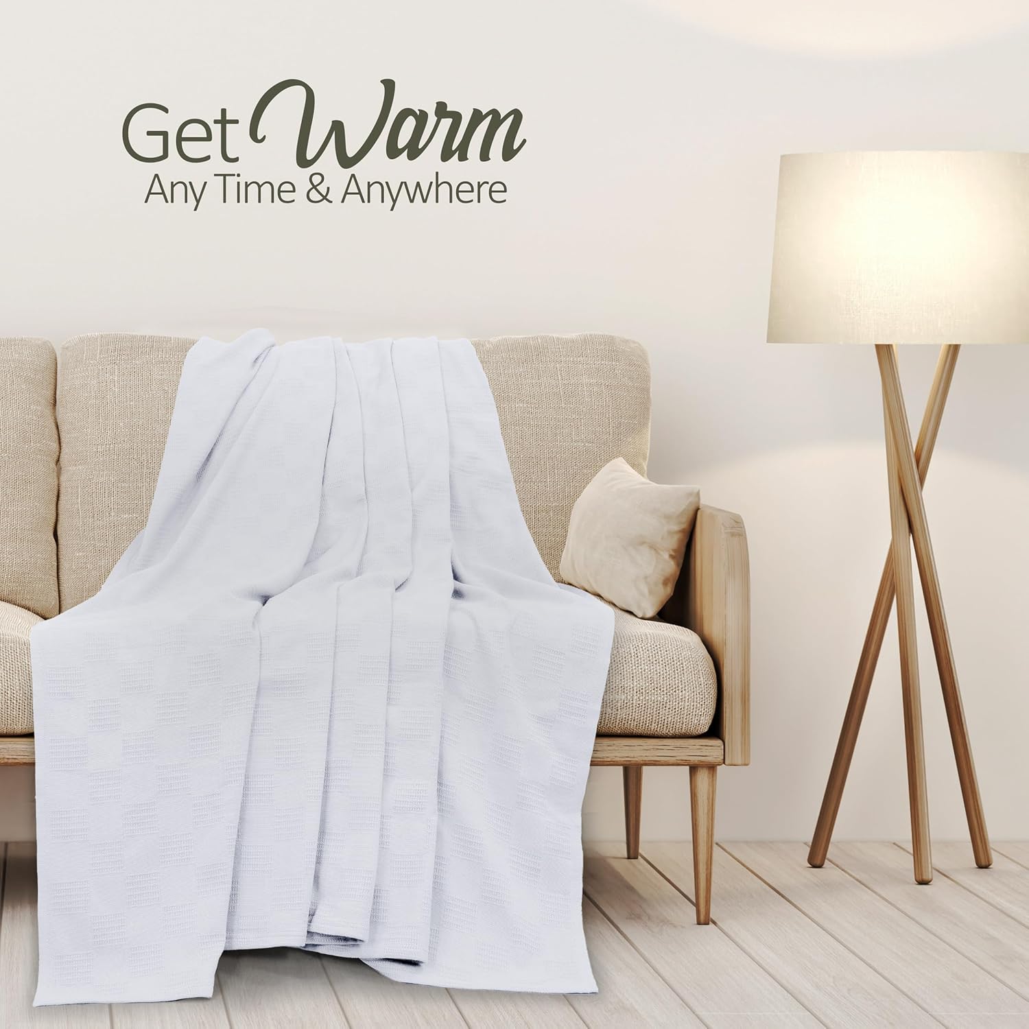 Lightweight Grey Cotton Blanket - 350 GSM Soft and Breathable Comfort