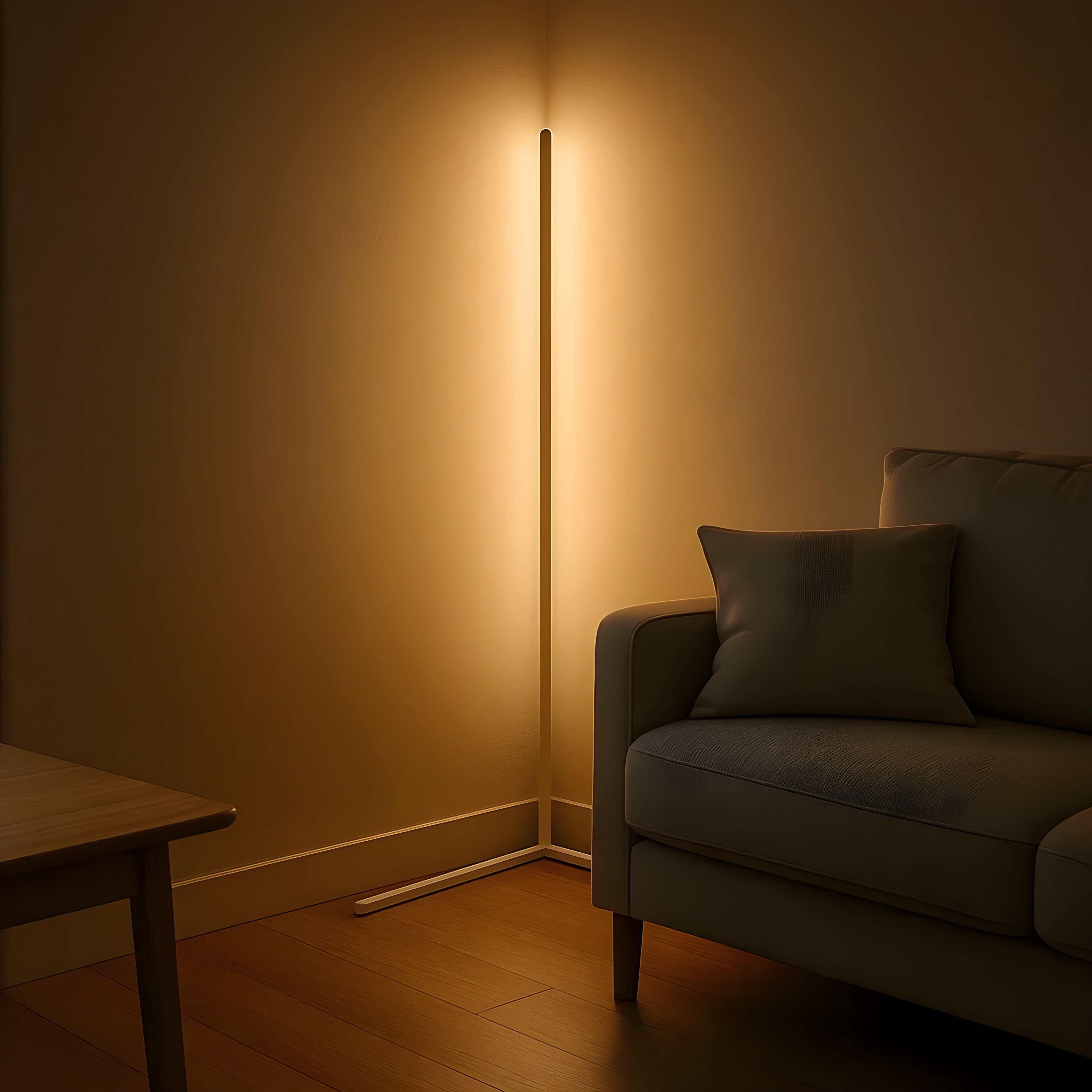 Remote-Controlled Dimmable LED Floor Lamp for Corner Placement