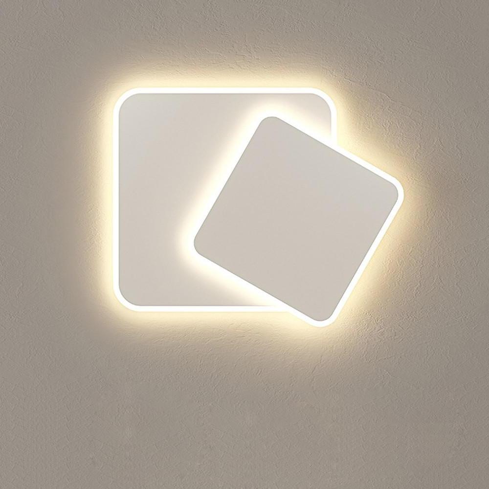 2-Light Modern White Square LED Flush Mount Ceiling Light for Bedroom