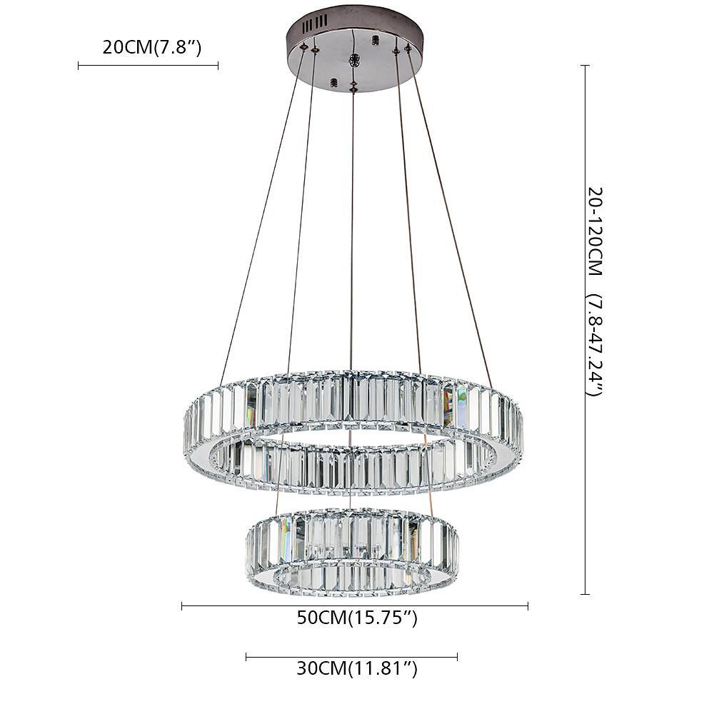 2-ring Regular Shape Crystal LED Chandelier with Steel Frame