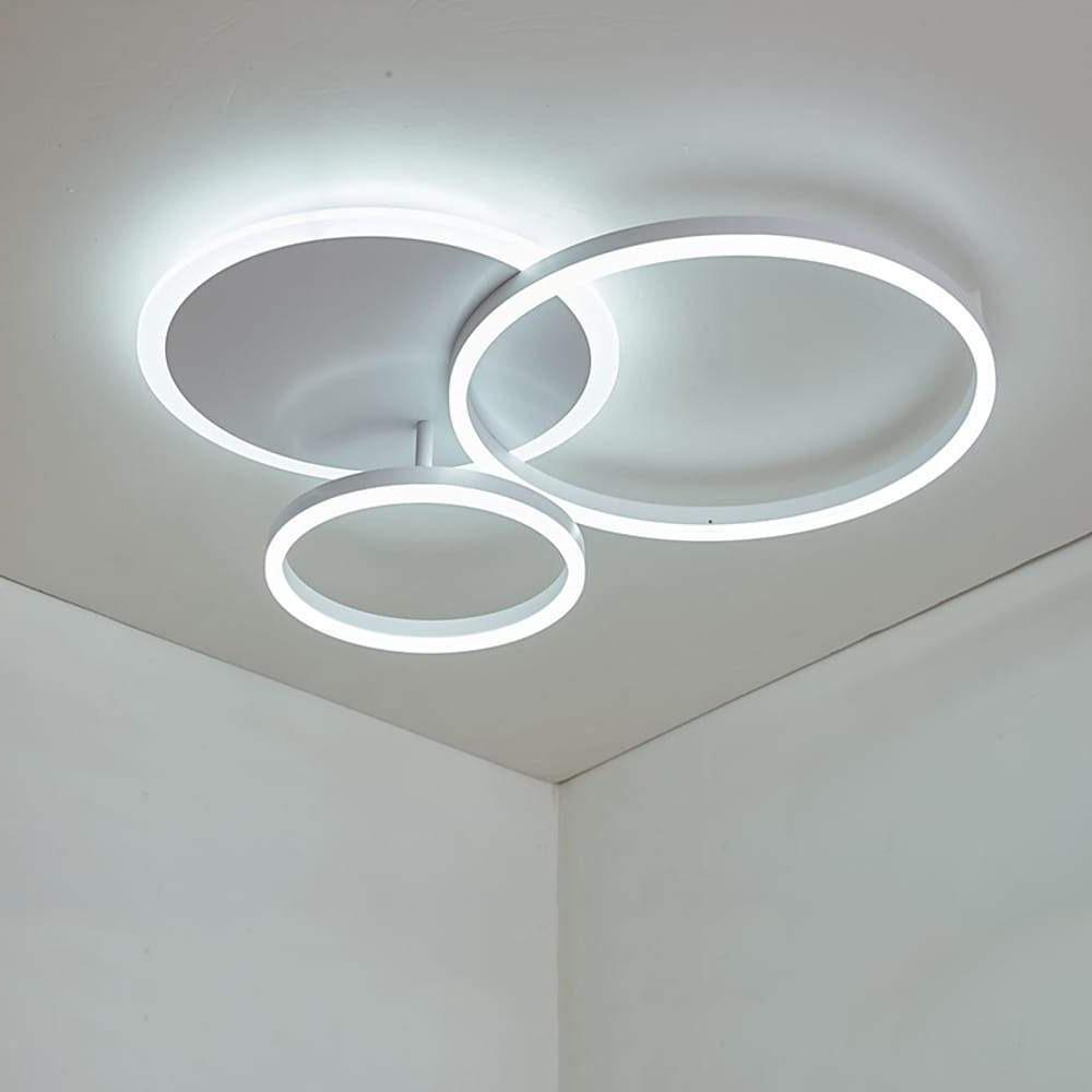 26'' LED Artistic Flush Mount Ceiling Light with Luxury 3 Ring Design for Bedroom