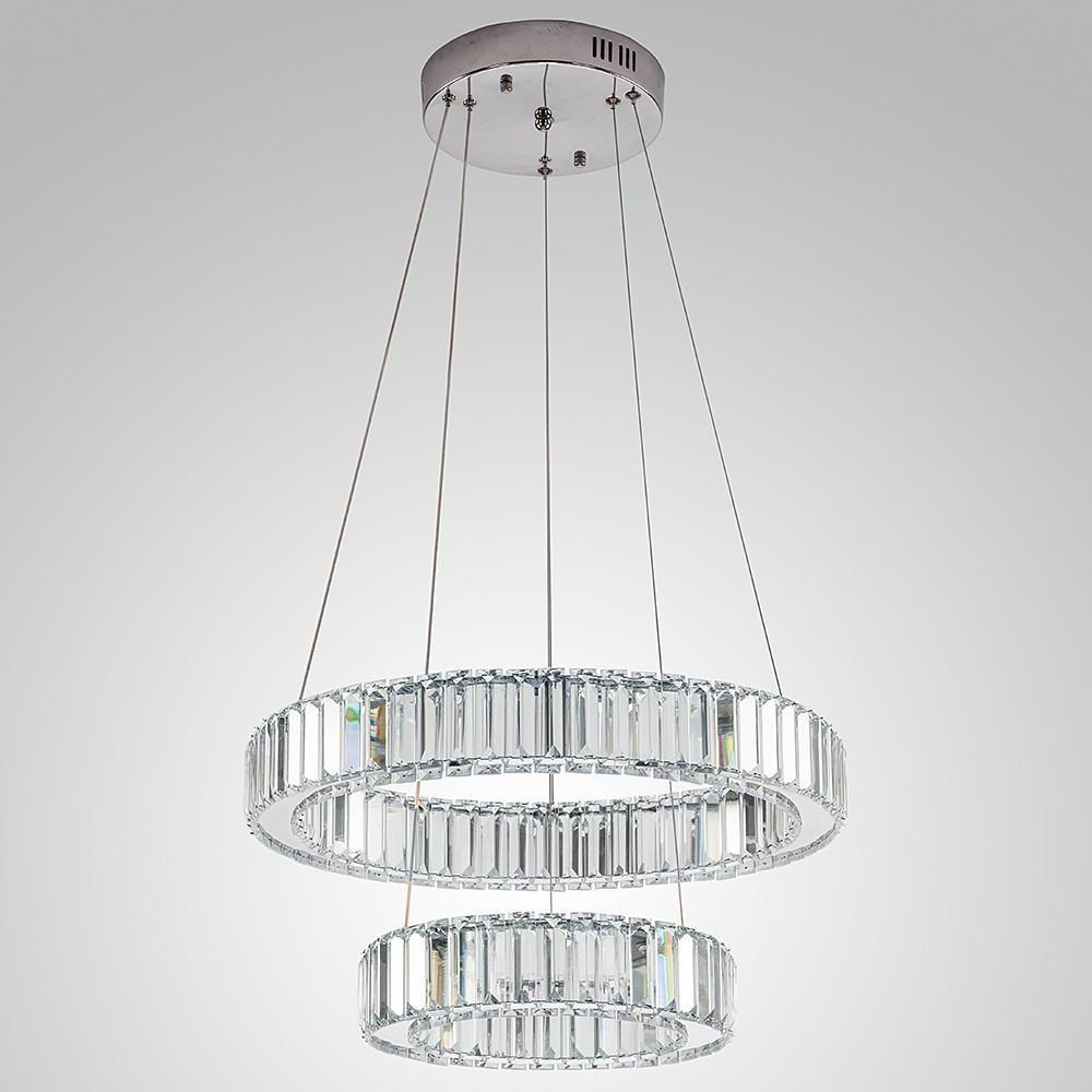2-ring Regular Shape Crystal LED Chandelier with Steel Frame