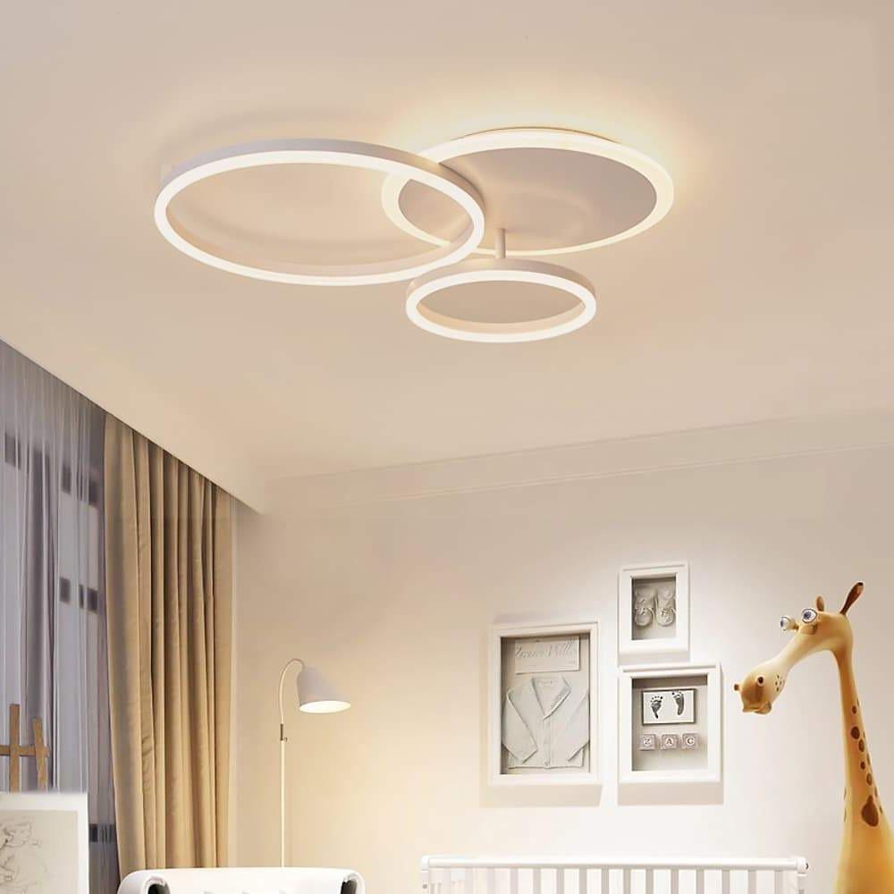 26'' LED Artistic Flush Mount Ceiling Light with Luxury 3 Ring Design for Bedroom