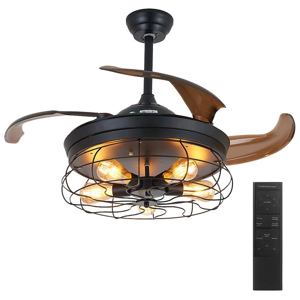 3 Bladed Retractable Ceiling Fan with Light - Taavita Style