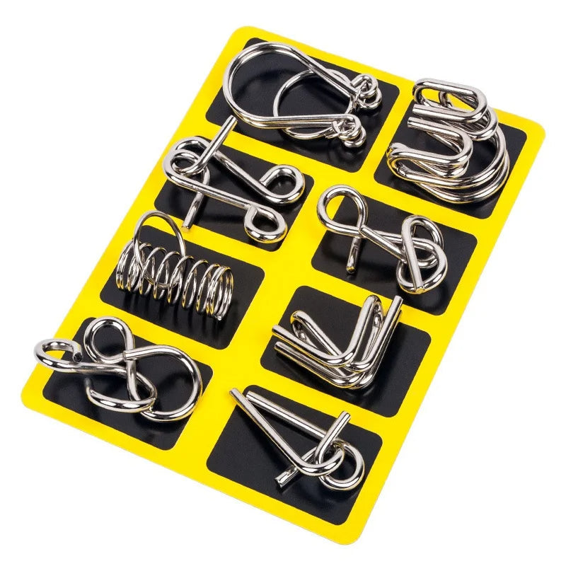 Set of 8 Metal Puzzle Rings - Brain Teaser Toys