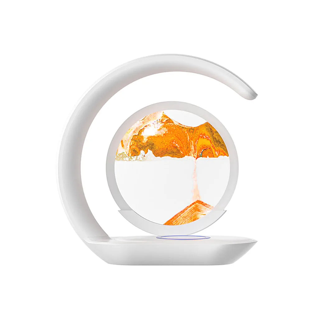 Wireless Charging Table Lamp with 3D Sand Art Design