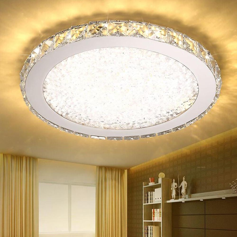 16'' Antique Painted Metal Crystal LED Modern Ceiling Light with Flush Mount Design