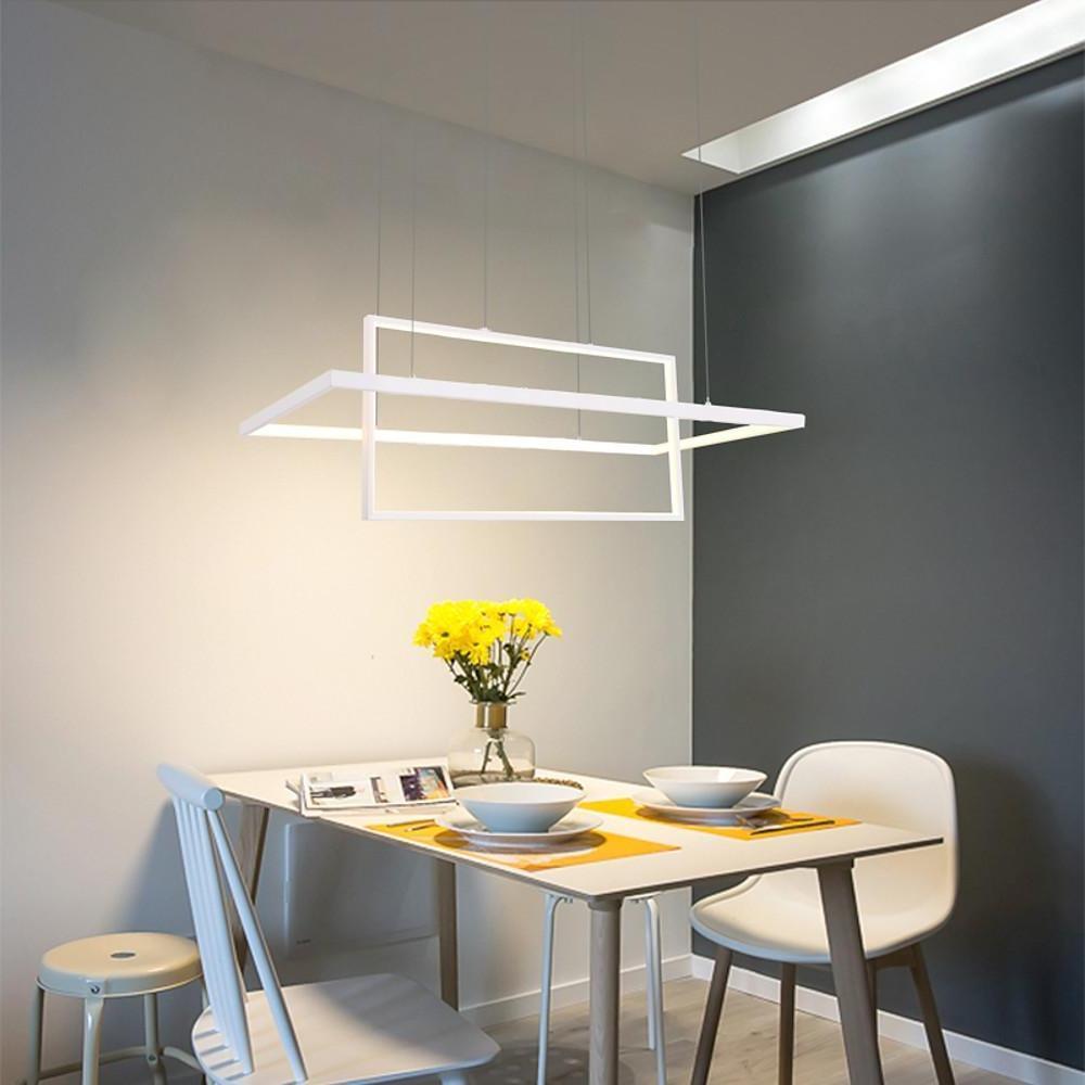 2 Modern Black Rectangular LED Pendant Lights