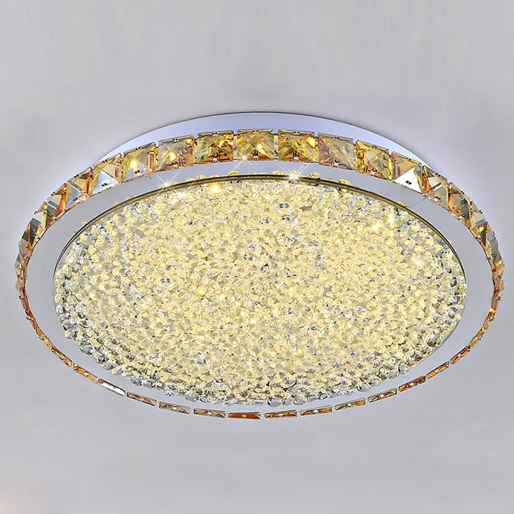 16'' Antique Painted Metal Crystal LED Modern Ceiling Light with Flush Mount Design