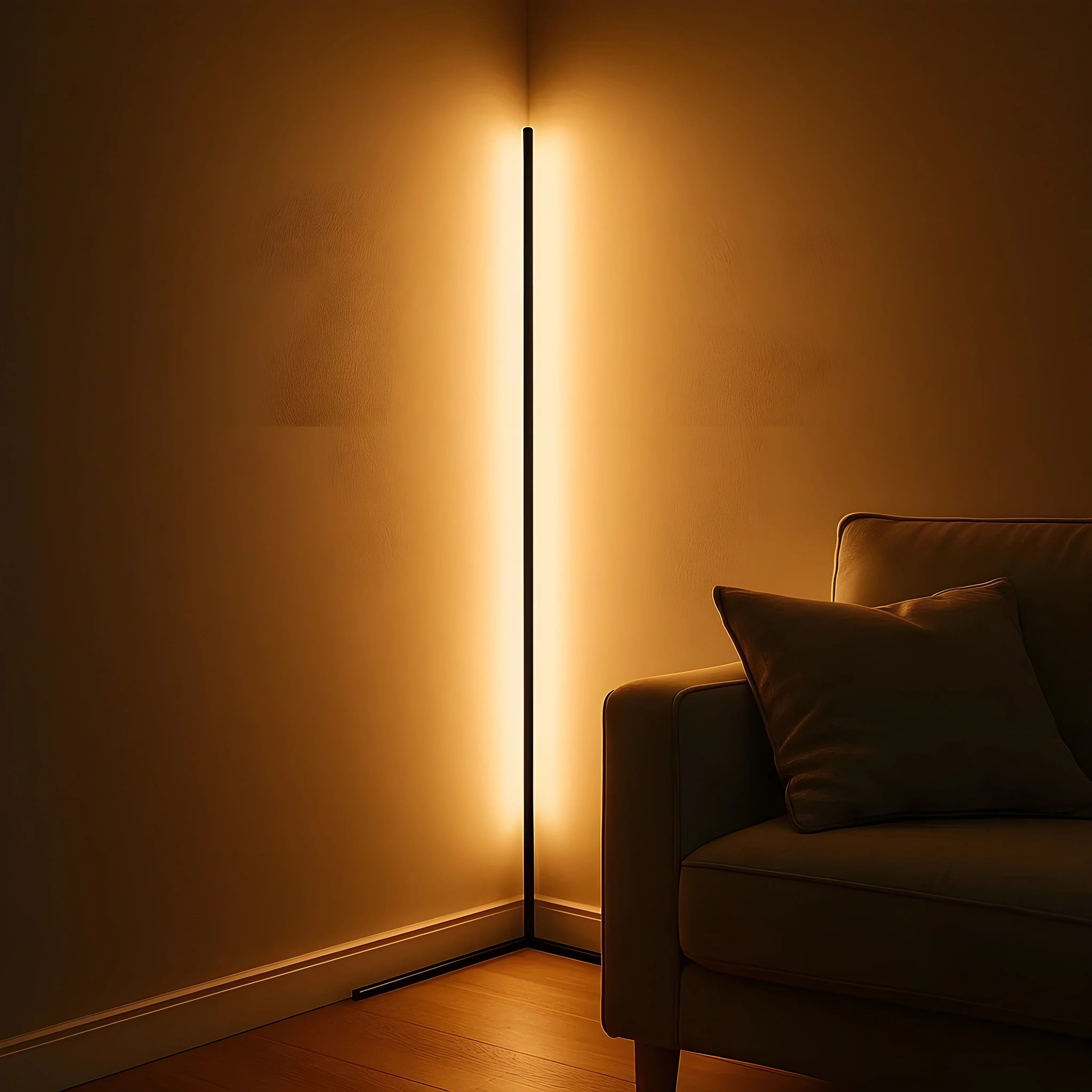 Remote-Controlled Dimmable LED Floor Lamp for Corner Placement